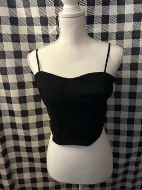 7Day Wknd Black Corset Crop Top